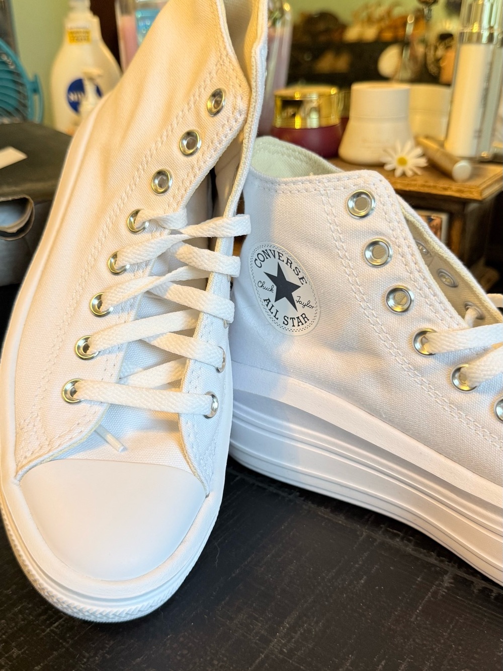Converse White High-Top Platform Sneakers - Picture 5 of 9